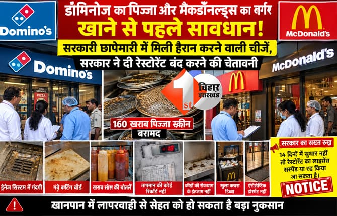 डोमिनोज का पिज्जा और मैक़डॉनल्ड्स का बर्गर खाने से पहले सावधान: सरकारी छापेमारी में मिली हैरान करने वाली चीजें, सरकार ने दी रेस्टोरेंट बंद करने की चेतावनी