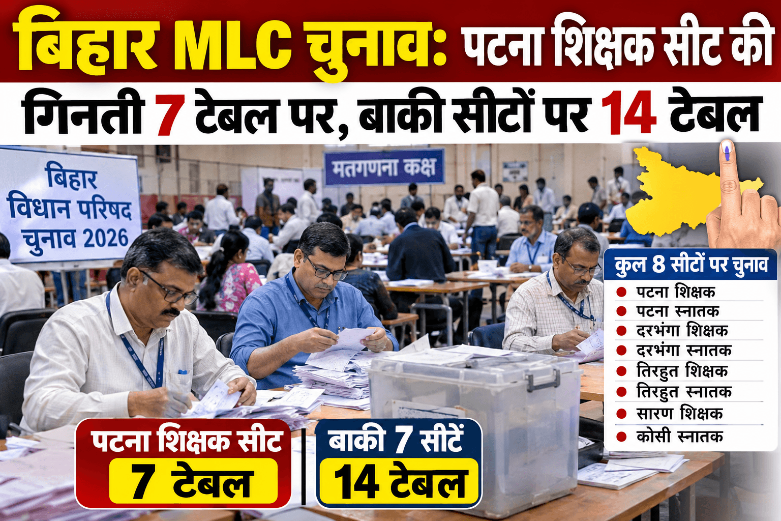 Bihar MLC Election: 7 टेबल पर होगी पटना शिक्षक सीट की गिनती, जानें बाकी 7 सीटों का पूरा प्लान